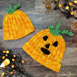 Babys First Pumpkin/Jack-O-Lantern Beanie CROCHET PATTERN. Halloween costume, Thanksgiving, fall decor, autumn fall hat image 3