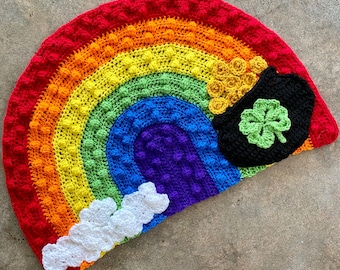 6 Colour Rainbow with Bonus Clouds and Pot of Gold - CROCHET PATTERN