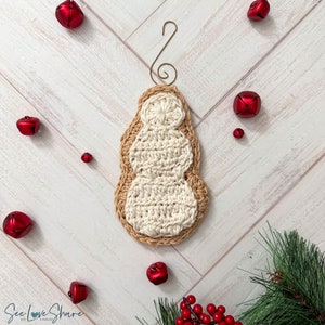 Crochet Ornament Pattern | Crochet SNOWMAN Winter Sugar Cookie | gift, present, decor, handmade, christmas, hostess, holiday