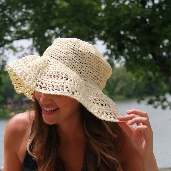 Crochet Hat Summer Straw, Crochet Pattern Sun Hat