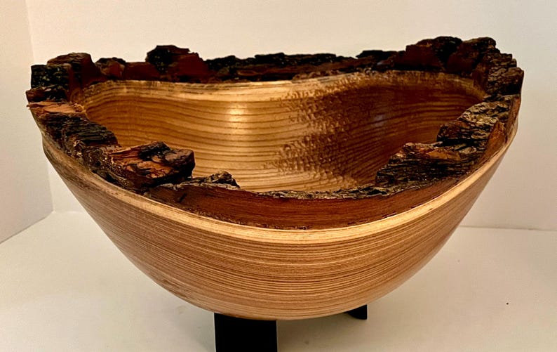 Unique Lathe Turned Live Edge Wood Bowl - Etsy