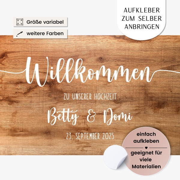 Aufkleber für Willkommensschild "Frieda" - Aufkleber für Hochzeitsschild - Vinylfolie zum Aufkleben