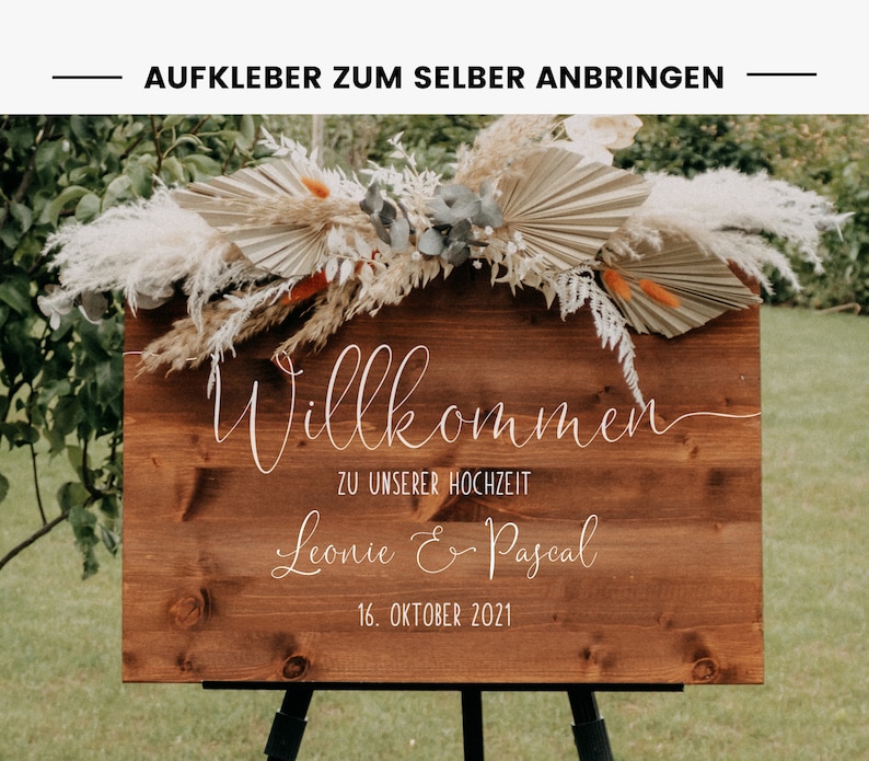 Aufkleber für Willkommensschild Leni Aufkleber für Hochzeitsschild Vinylfolie zum Aufkleben Bild 1