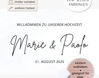 Aufkleber für Willkommensschild "Pauline" - Aufkleber für Hochzeitsschild - Vinylfolie zum Aufkleben