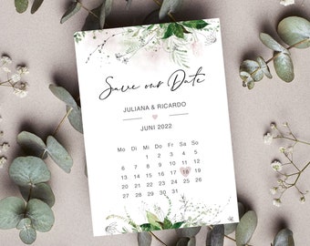 Save the Date card "Greenery" - personalized Din A6 card with Greenery motif - announce the wedding