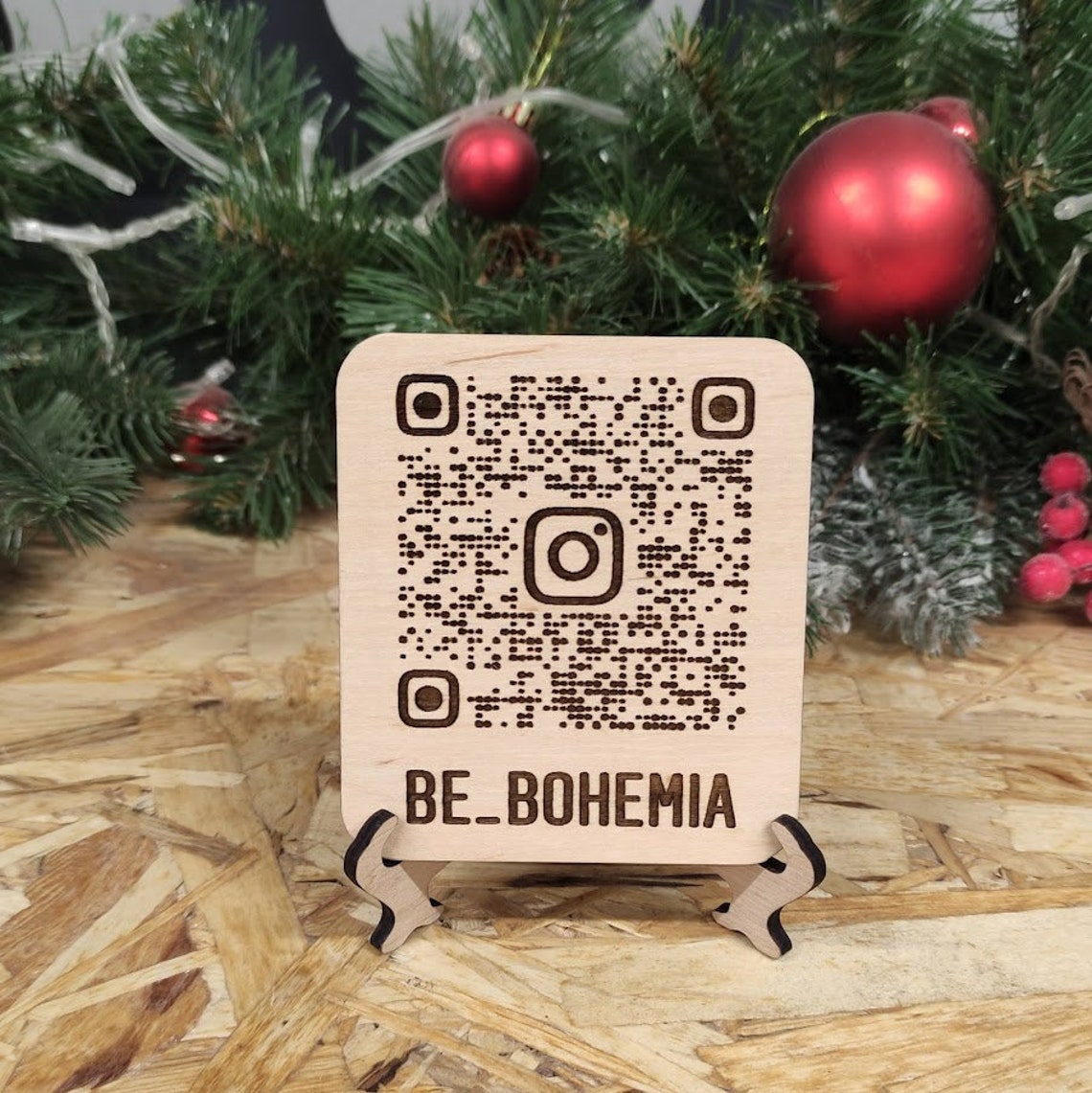 QR Code Engraved Wood Coasters, Qr Code Stand, Scannable QR Code