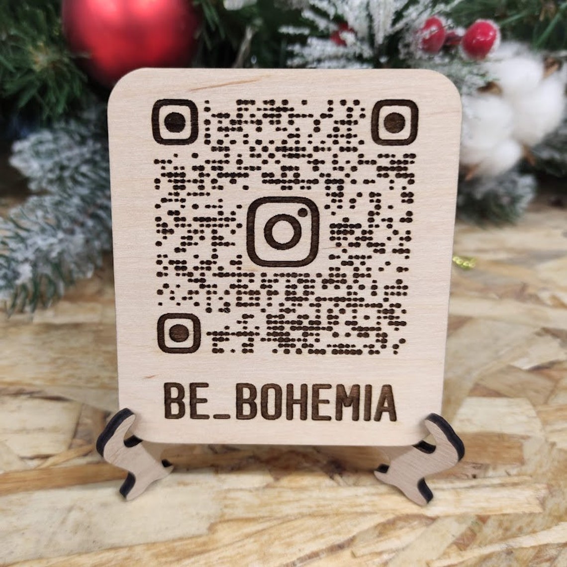 QR Code Engraved Wood Coasters, Qr Code Stand, Scannable QR Code