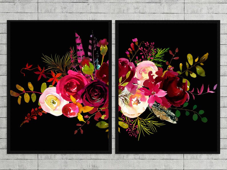 Boho Wall Art Print Floral Printable Girl Nursery Digital - Etsy