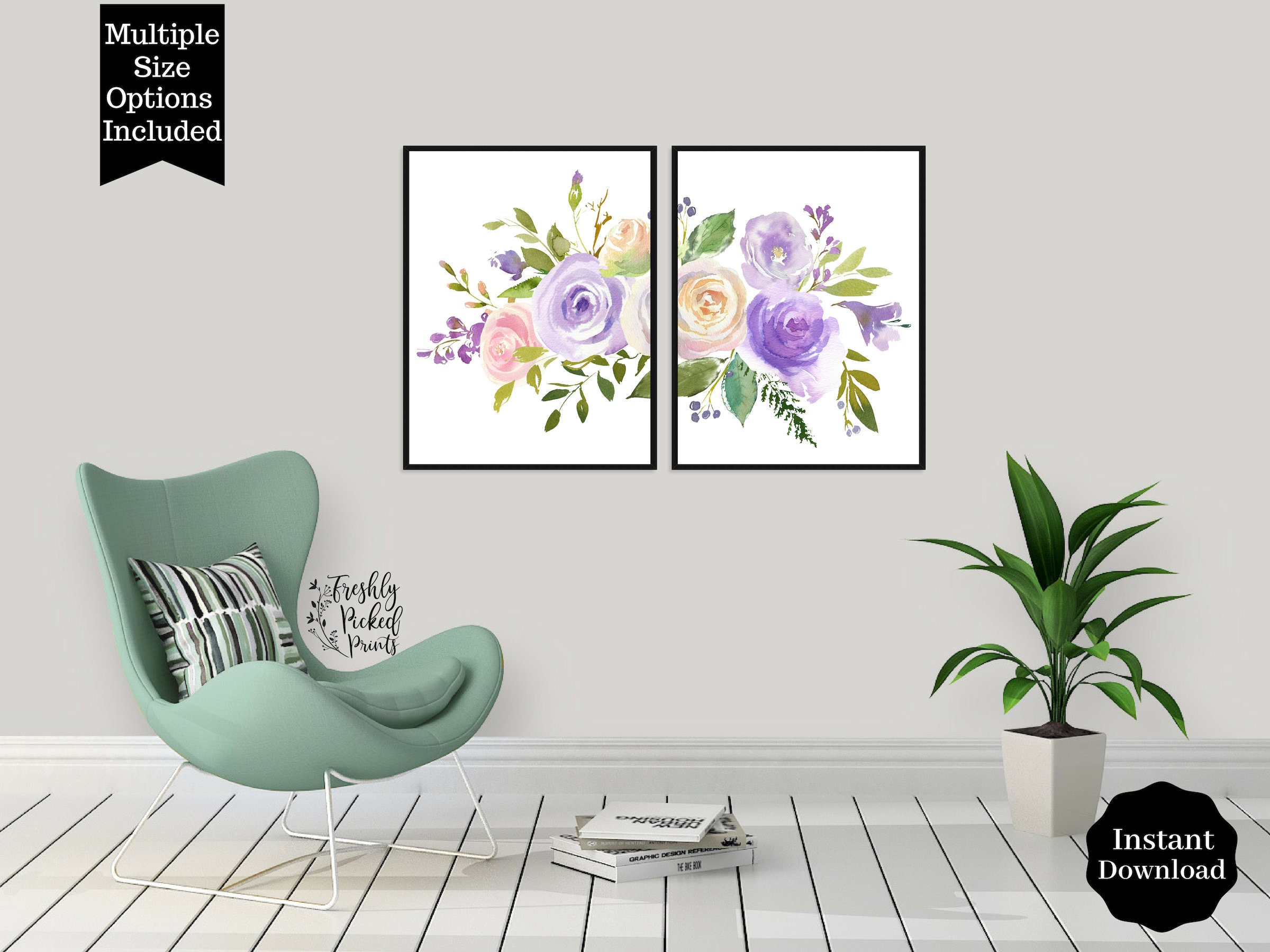 Lavender Purple Watercolor Bouquet Flower Art Print - Etsy