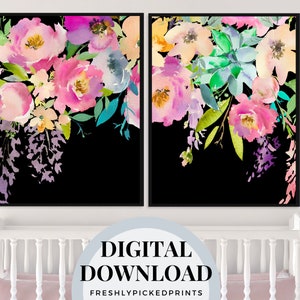 Blush florals Watercolor Pastel Flower Artwork