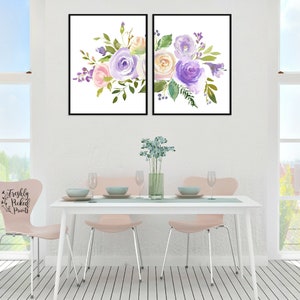 Lavender Purple Watercolor Bouquet Flower Art Print - Etsy