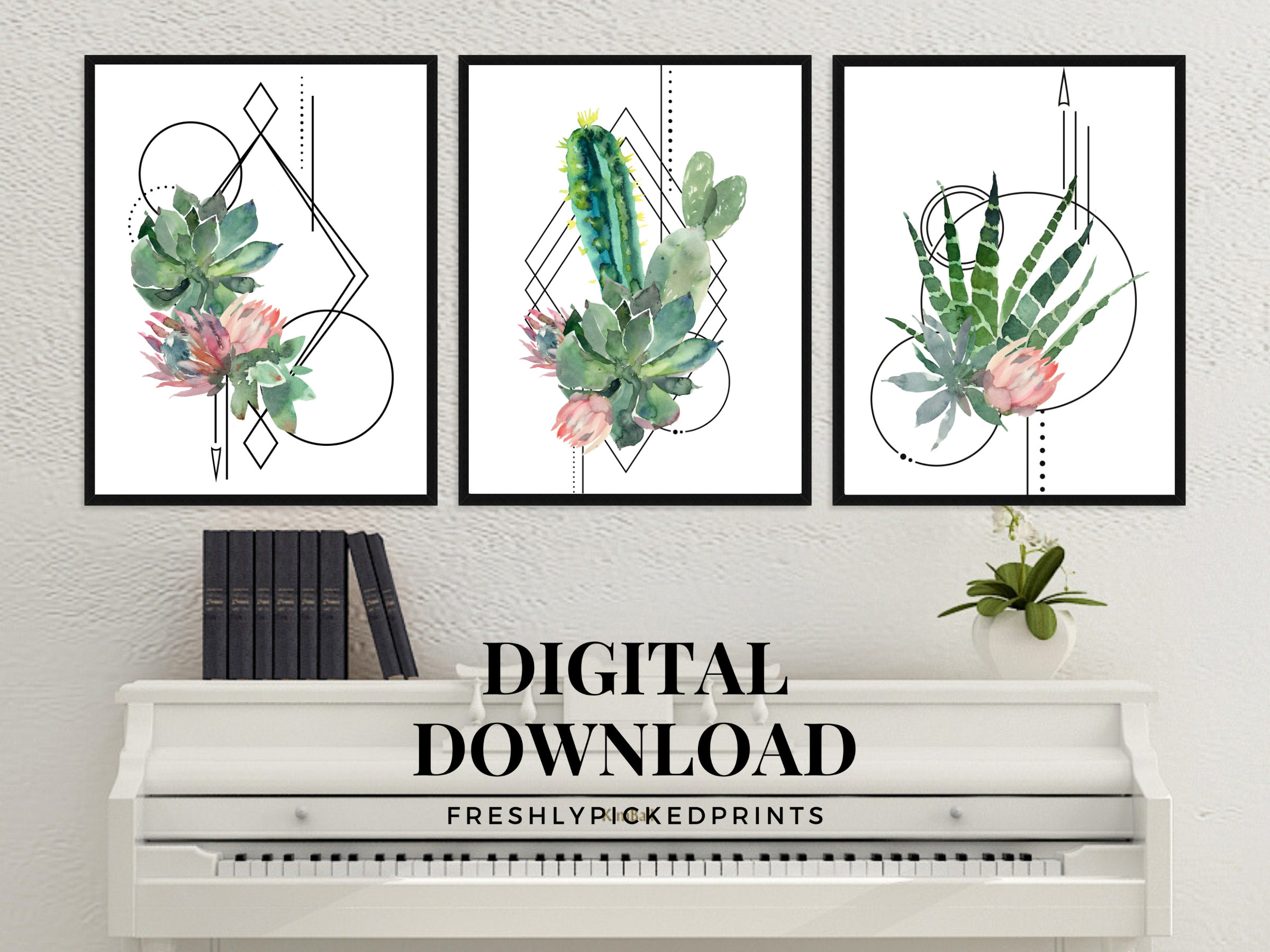 Watercolor Succulent Art Print, Cacti Wall Decor, Garden Decor - Etsy