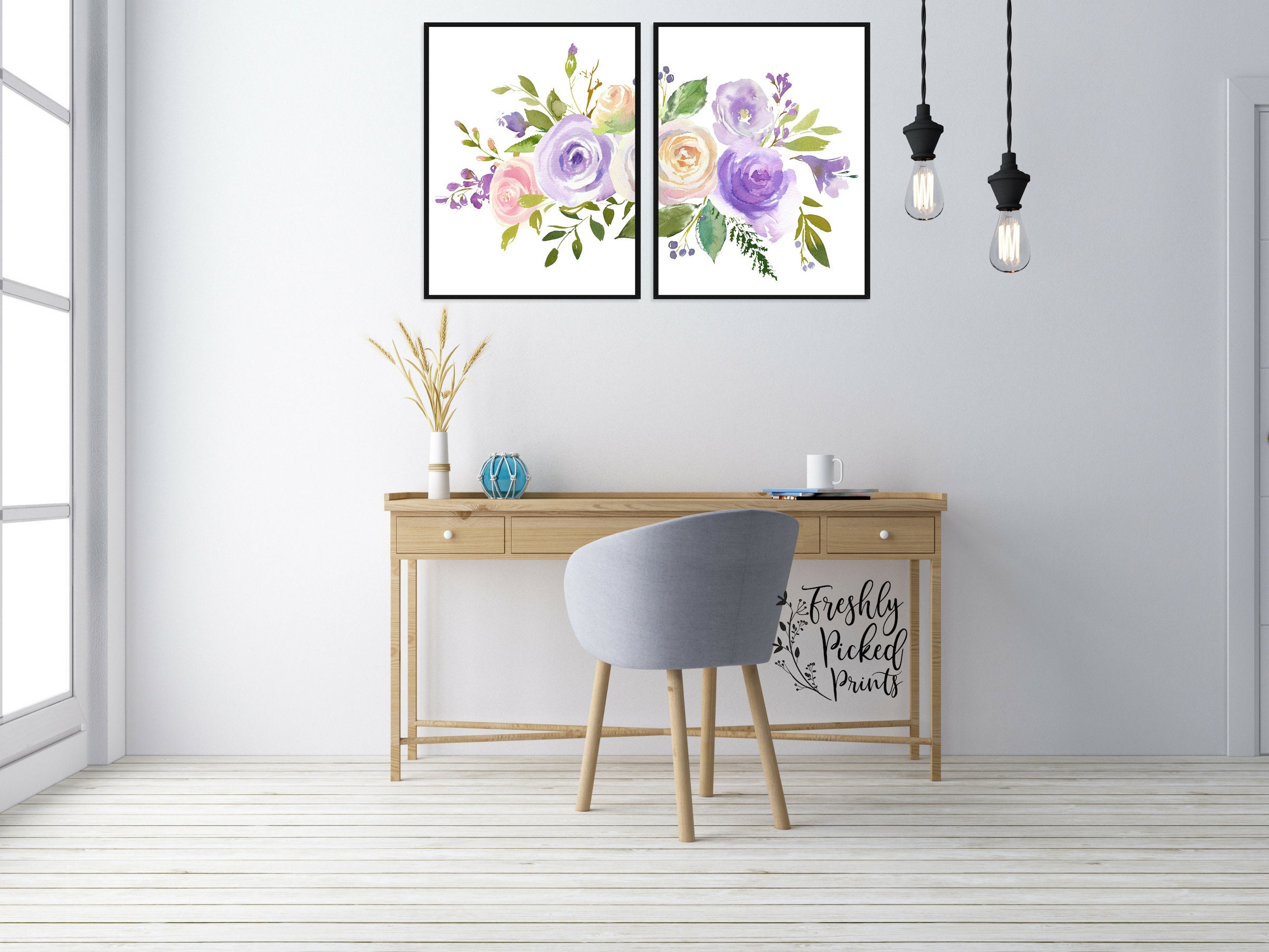 Lavender Purple Watercolor Bouquet Flower Art Print - Etsy