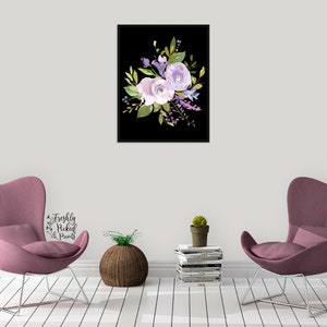 Lavender Purple Watercolor Bouquet Flower Art Print Digital Download - Etsy