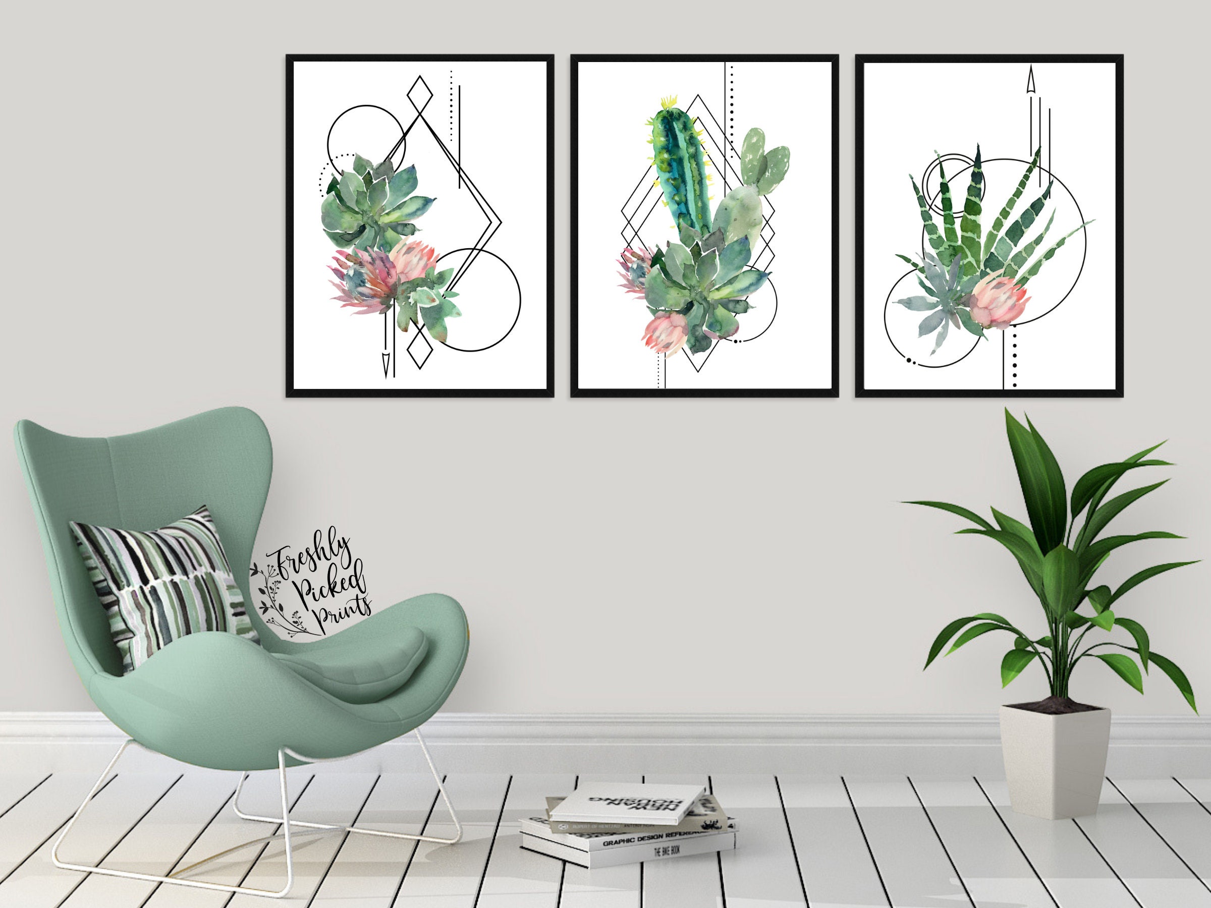 Watercolor Succulent Art Print Cacti Wall Decor Garden Decor - Etsy