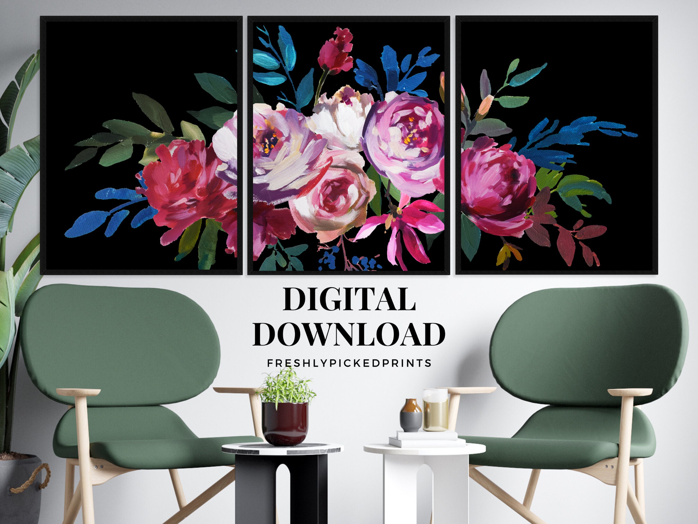 Floral Watercolor Art Print, Wine Blush Burgundy Roses (digital ...