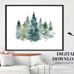 Spruce | Pine Tree print | Pine Wall Art | Pine Tree Wall Art | Downloadable Art Print | Watercolor Christmas Tree | Minimal Print