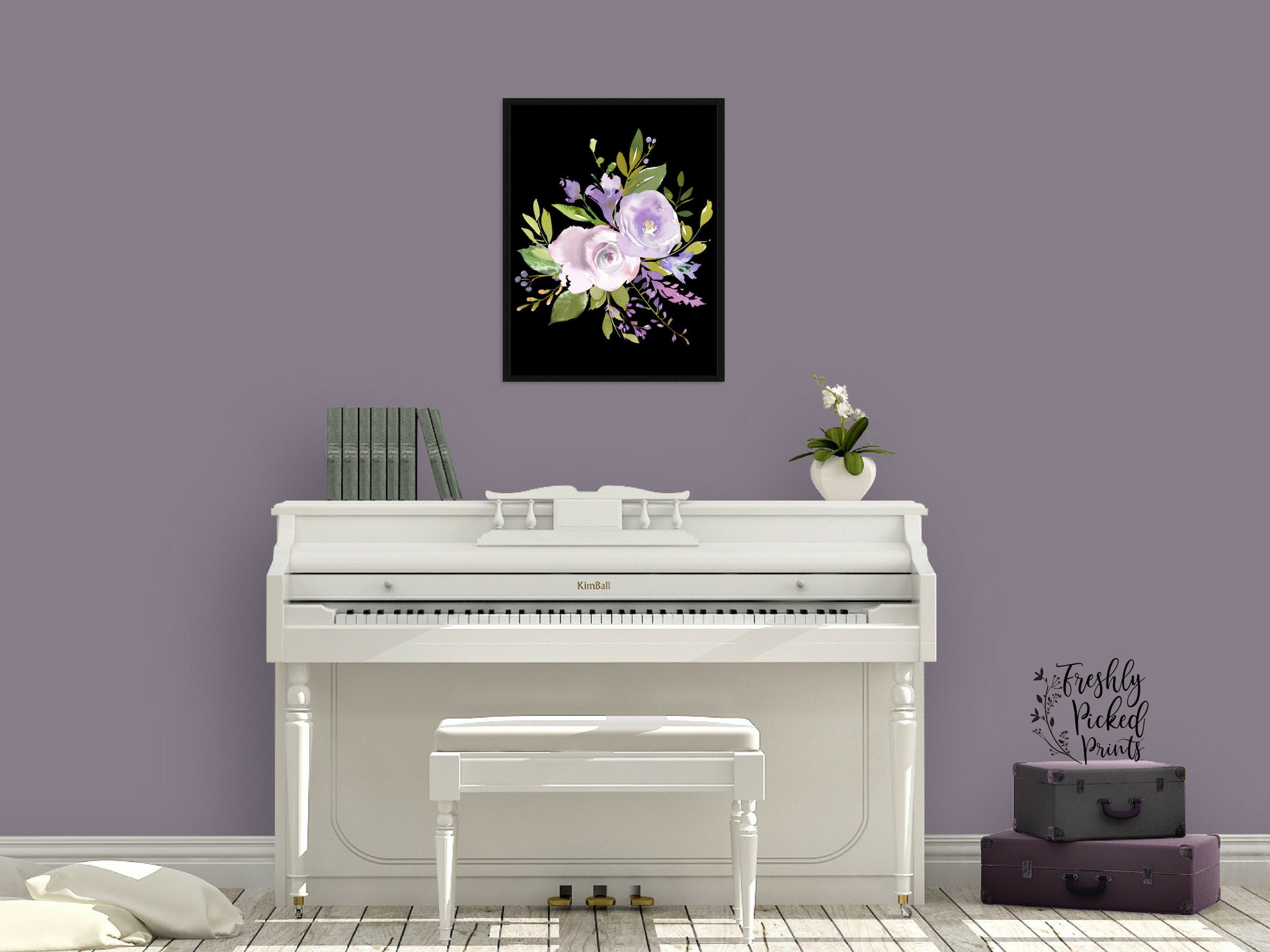 Lavender Purple Watercolor Bouquet Flower Art Print Digital Download - Etsy