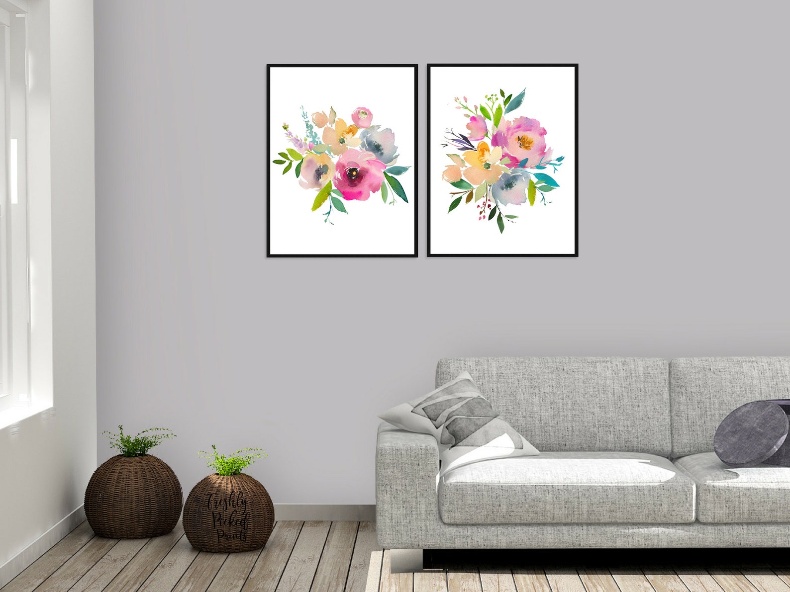 Floral Printable Wall Art Digital Download Blush Pink Flowers ...