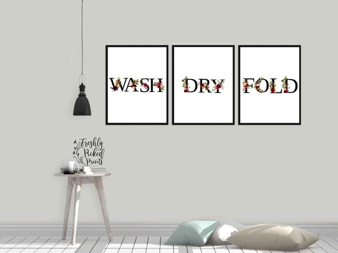 Laundry Room Wall Art | Wash Dry Fold | Laundry Decor Prints - Etsy