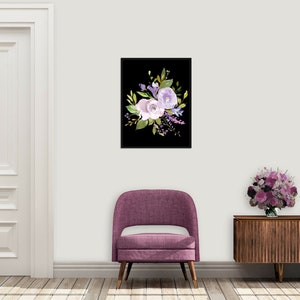 Lavender Purple Watercolor Bouquet Flower Art Print Digital Download - Etsy