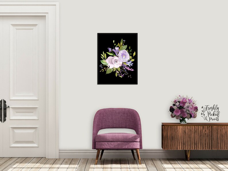 Lavender Purple Watercolor Bouquet Flower Art Print Digital Download - Etsy