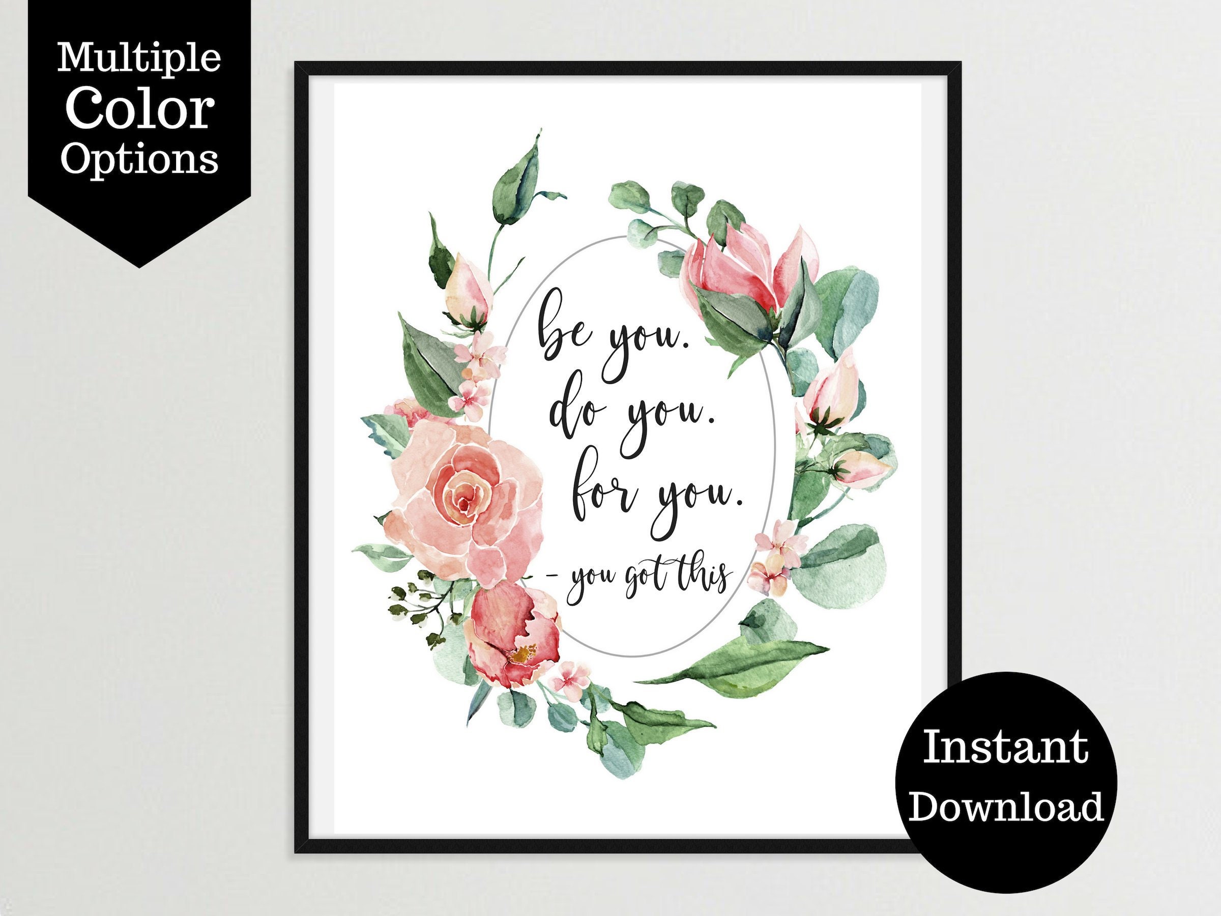 Watercolor Floral Print, Inspirational Quote Art (digital Download) - Etsy