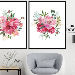 Blush Pink Watercolor Floral Home Decor Print Flower - Etsy