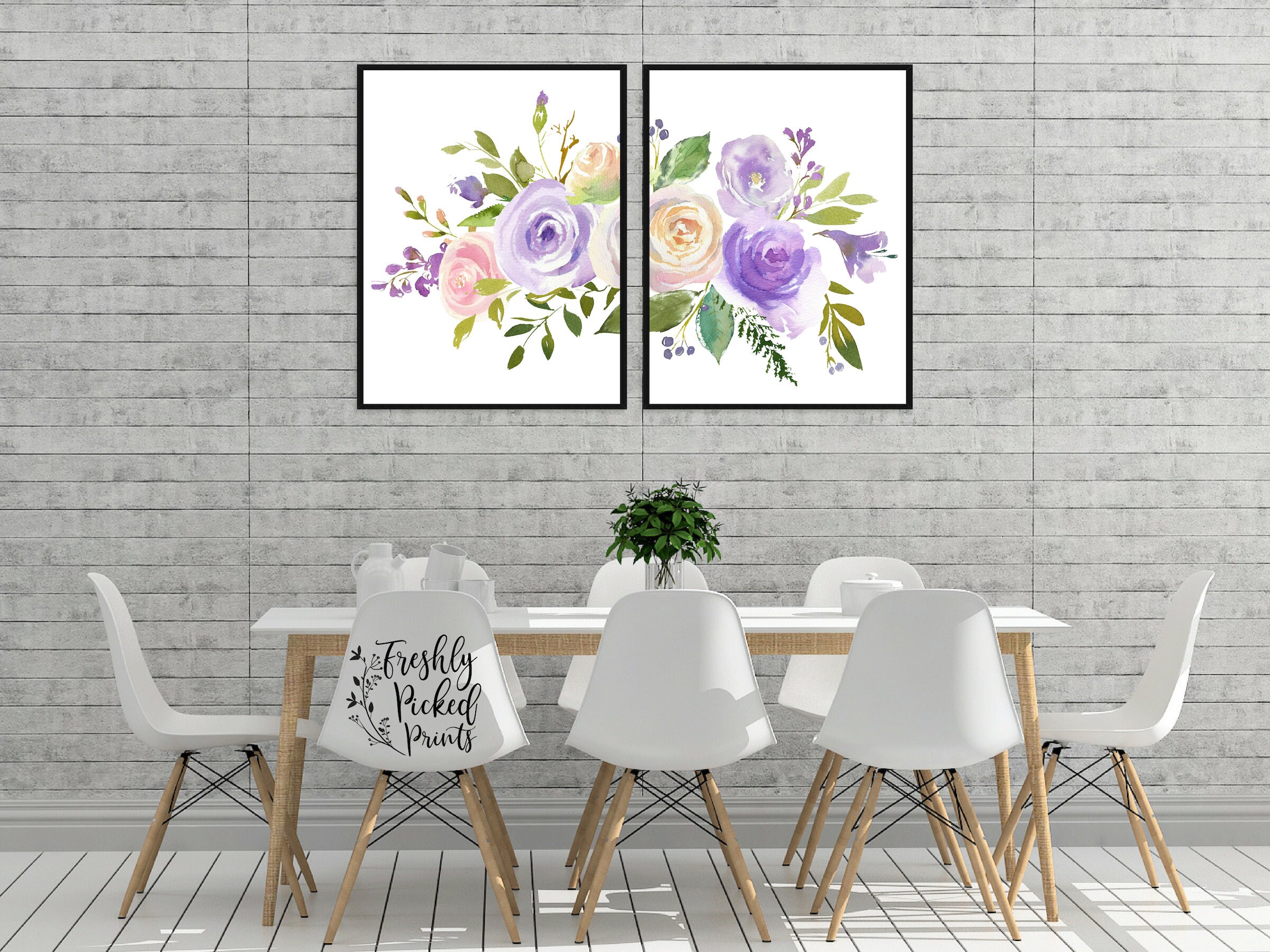 Lavender Purple Watercolor Bouquet Flower Art Print | Etsy