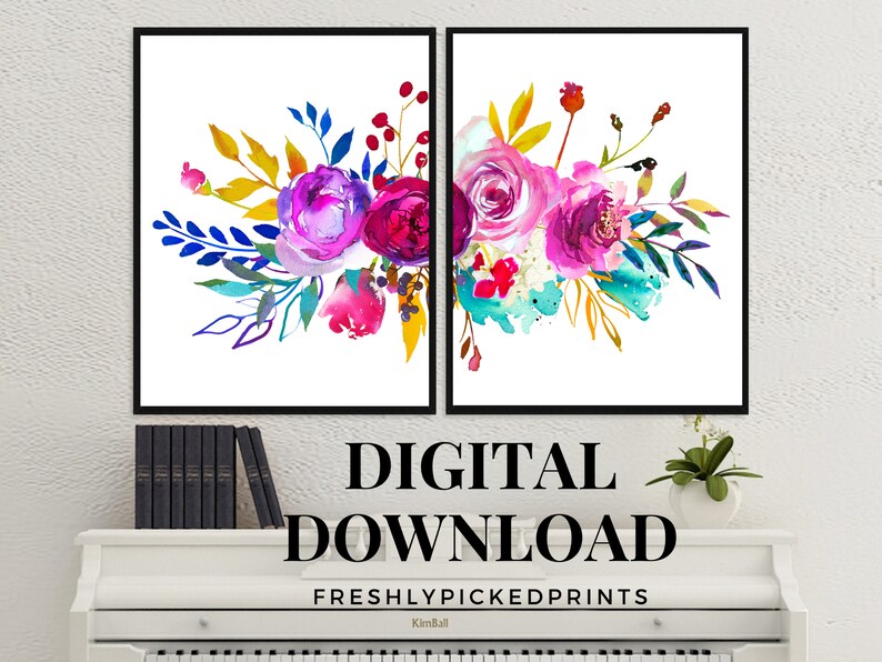 Downloadable Art Floral Printable Wall Art Digital Download | Etsy