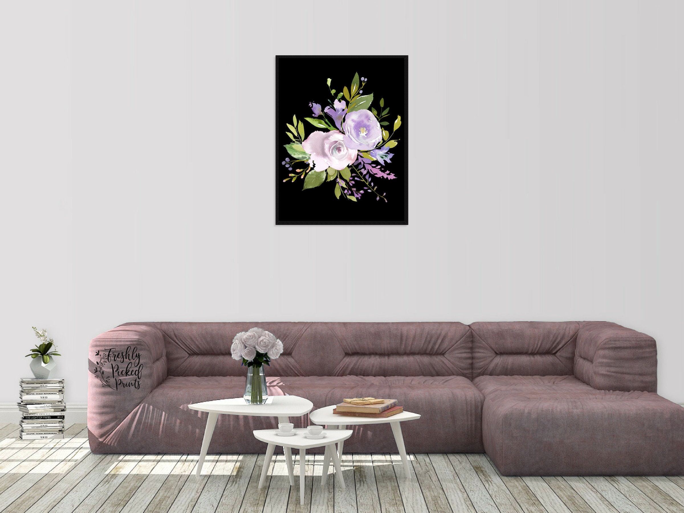 Lavender Purple Watercolor Bouquet Flower Art Print Digital Download - Etsy