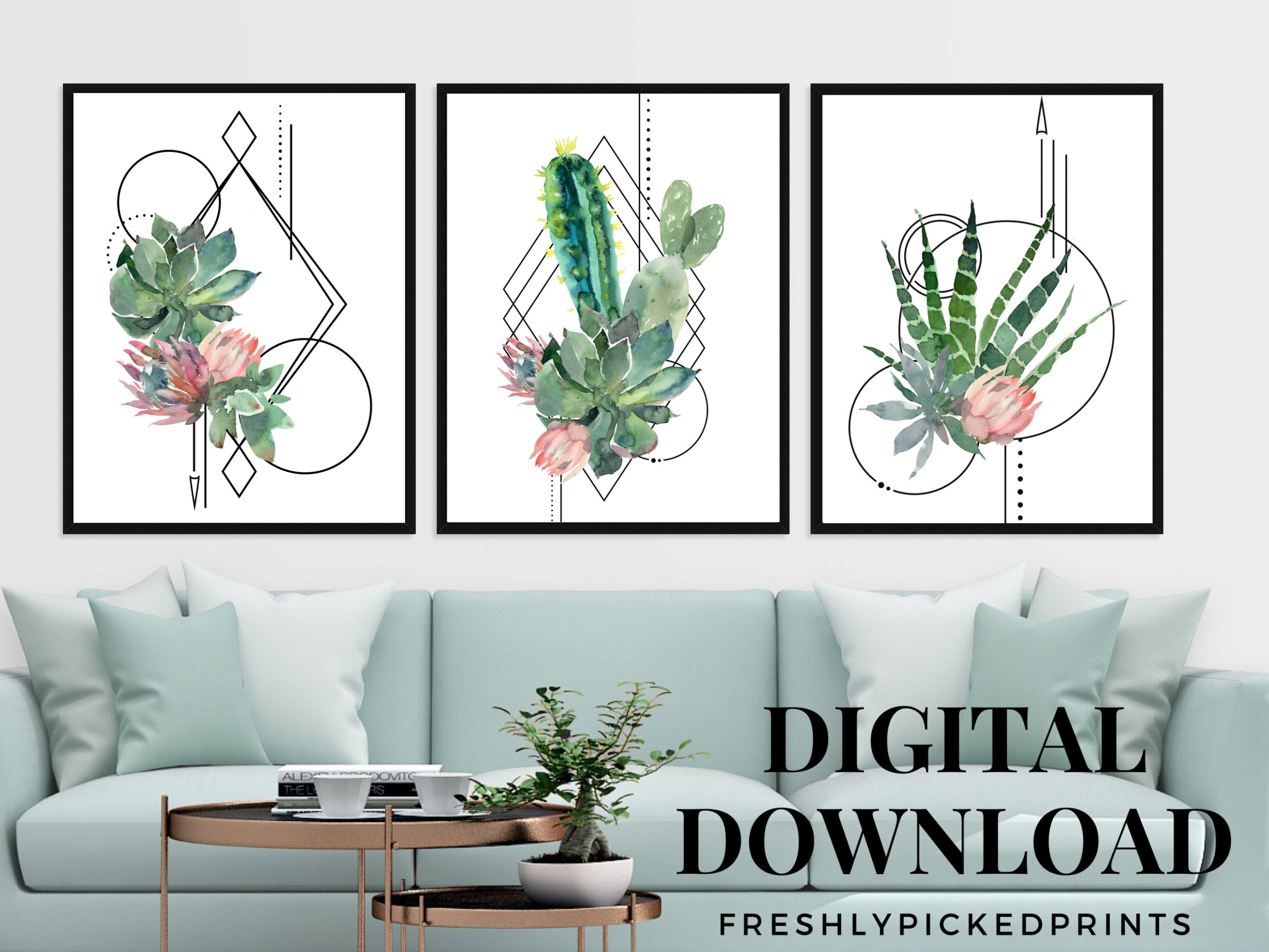 Watercolor Succulent Art Print Cacti Wall Decor Garden Decor | Etsy