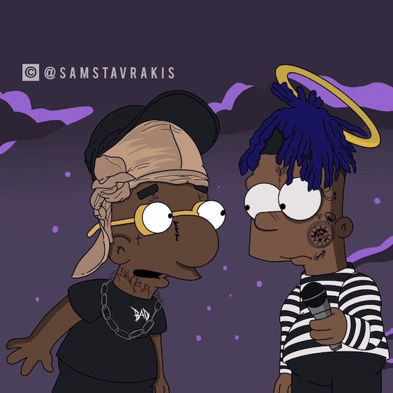 Xxx Tentacion And Ski Mask The Slump God As Bart Simpson Cartoon Poster Print