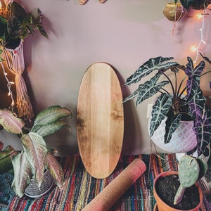 Handcrafted Balance Board with Natural Stripe. Functional coastal decor! Surfboard Style, functional Home Decor