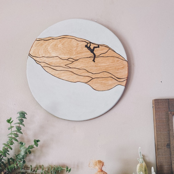 Wooden rock climbing wall art, rock climbing wall, rock climbing art, outdoor art, boho decor, boho style, rock climbing