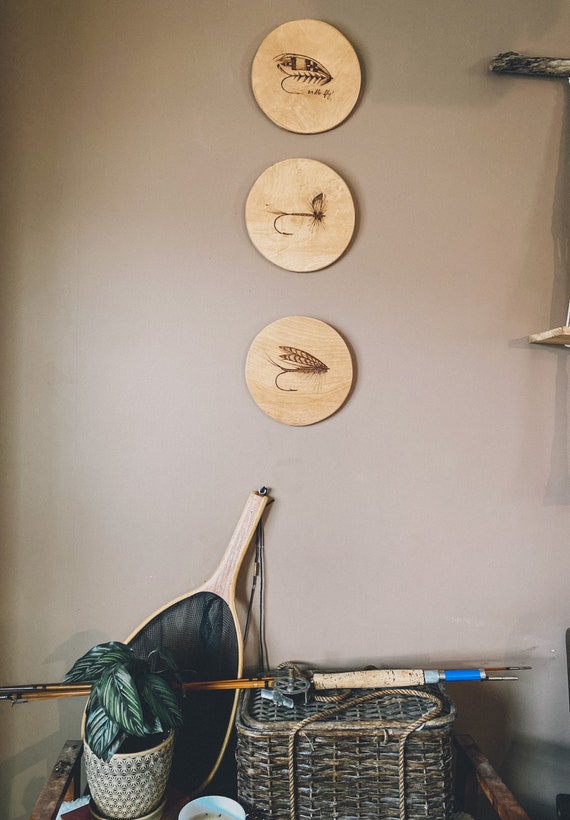 Fly Fishing Fly Wall Hanging Set, Fly Fishing, Fishing, Wall Art