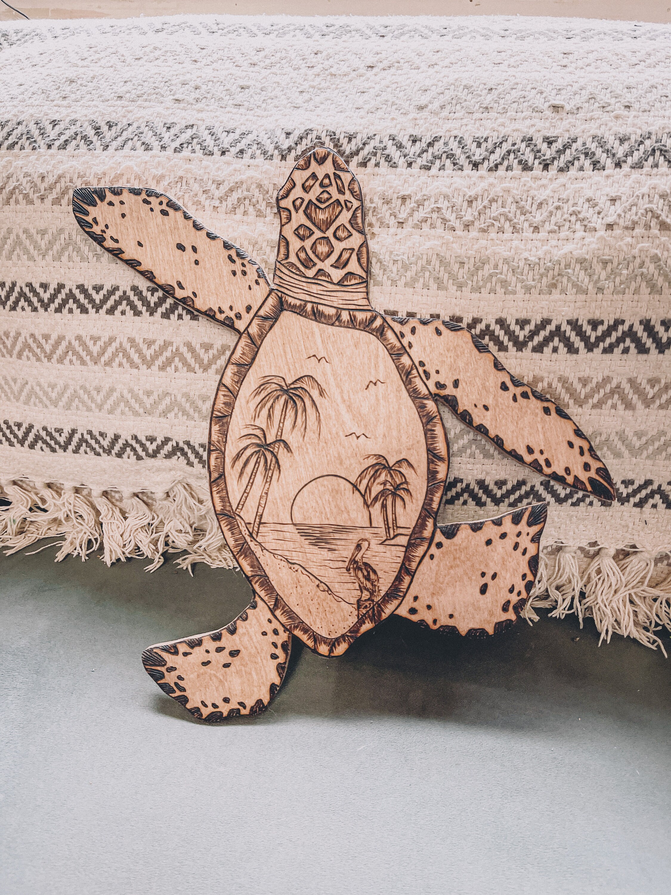 Wooden Sea turtle wall art, sea turtle, turtle art, sea turtle art, boho decor, mountain art, mountains, ocean decor, ocean art, coastal