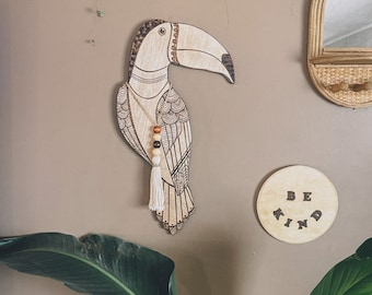 Toucan Bird Wall Art, Boho Nursery, Jungle Nursery, Unique Gift, Wooden Sign, Boho Decor, Kids Bedroom Decor, Wall Art, Wall Decor