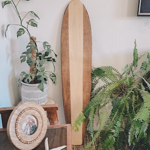 Natural Stripe Surfboard Wall Hanging, Coastal Home Decor, Boho Decor, Beach House Decor, Personalized Gift, Surf Decor, Wood Sign