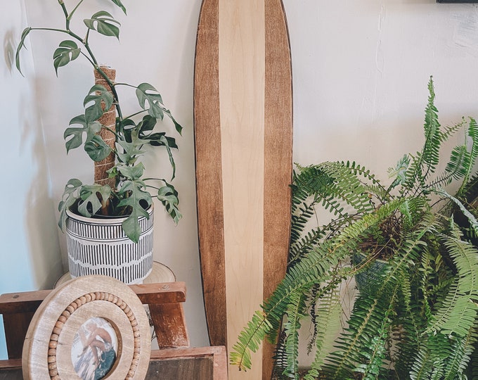 Wood Striped Surfboard Wall Decor, Aqua & Green (Hangs Vertically & Horizontally) main image 0
