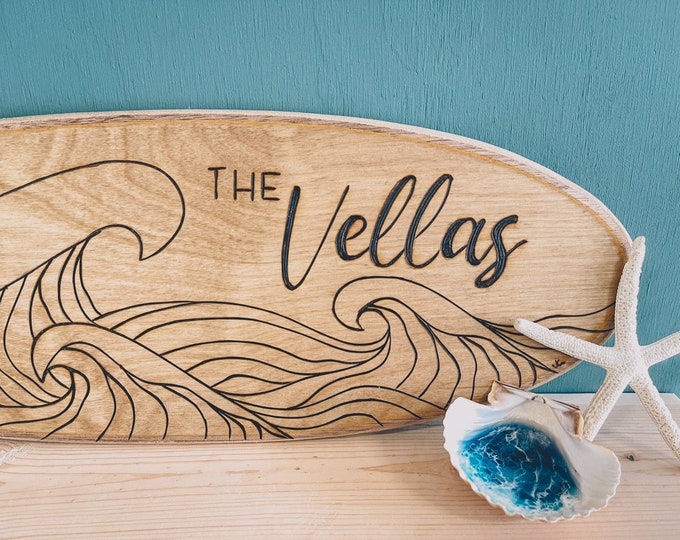 Handmade Wooden surfboard, Boho decor, coastal home decor, longboard, personalized sign, personalized gift, welcome sign, housewarming