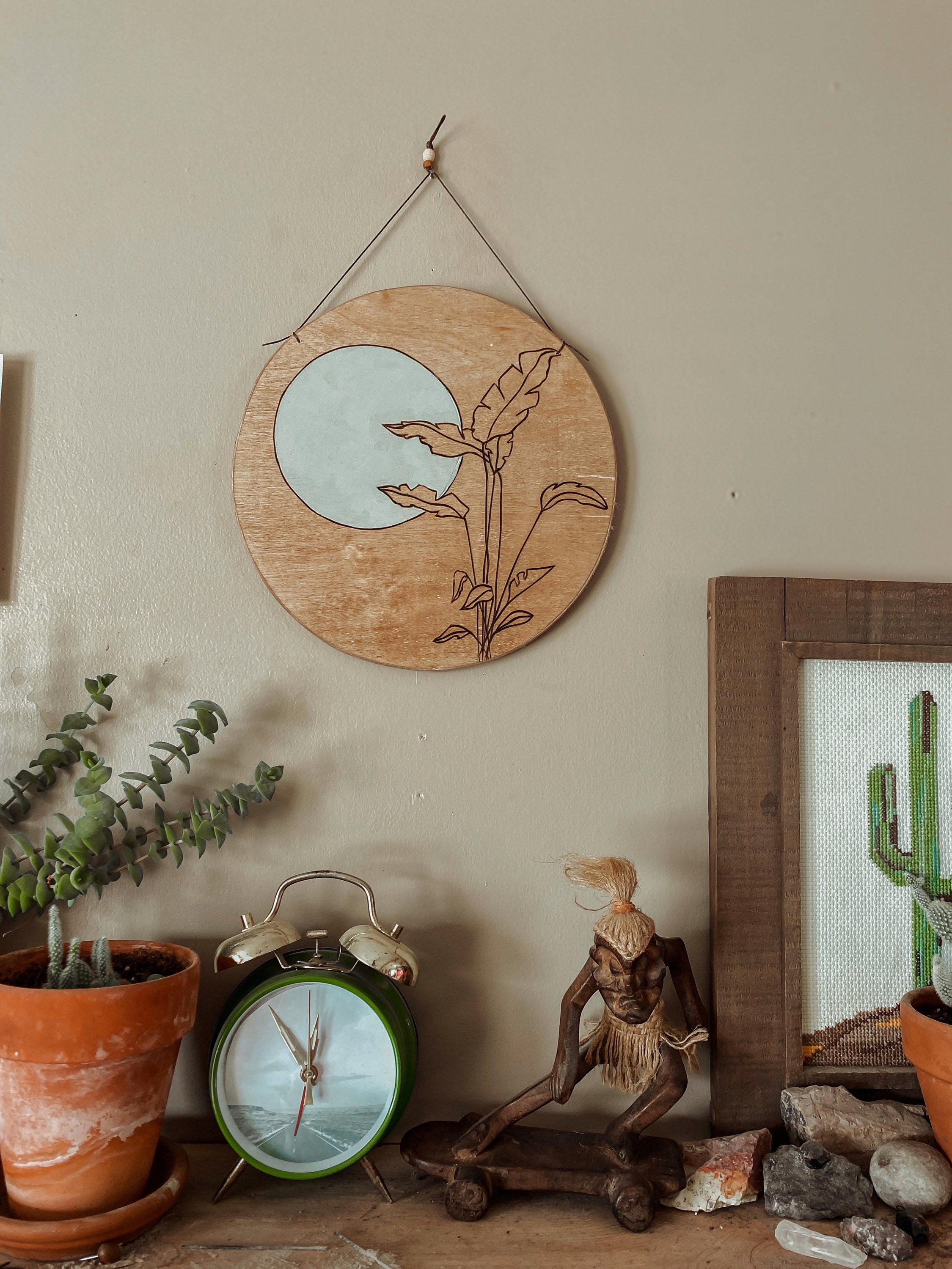 Circle Banana Leaf Wall Hanging Plant Wall Hanging Plant Etsy