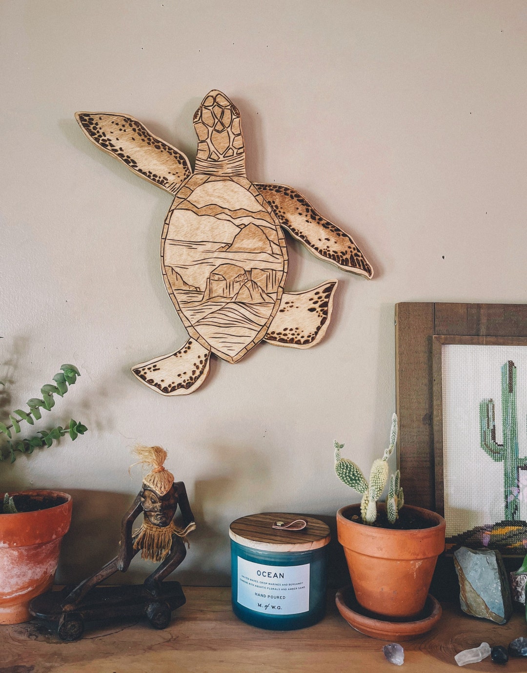 2 Décorations Murales Tortue De Mer En Bois - Thème Plage Et Océan