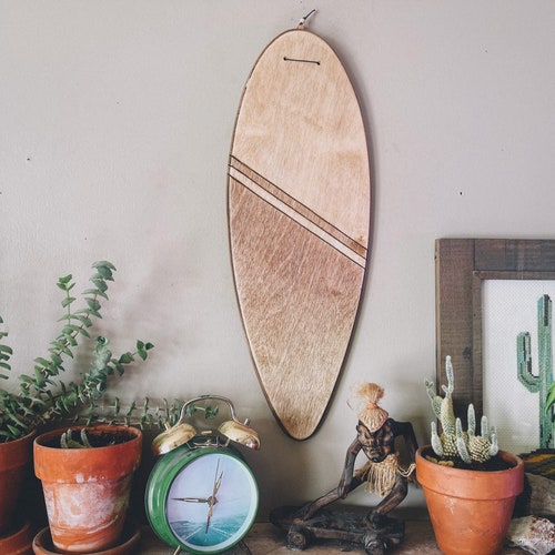 Mini Wooden Surf/longboard Two Tone Natural Wood Surf Etsy