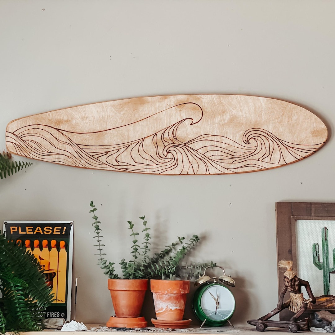 Ride the Wave of Style! Handcrafted Wooden Surfboard Wall Hanging
