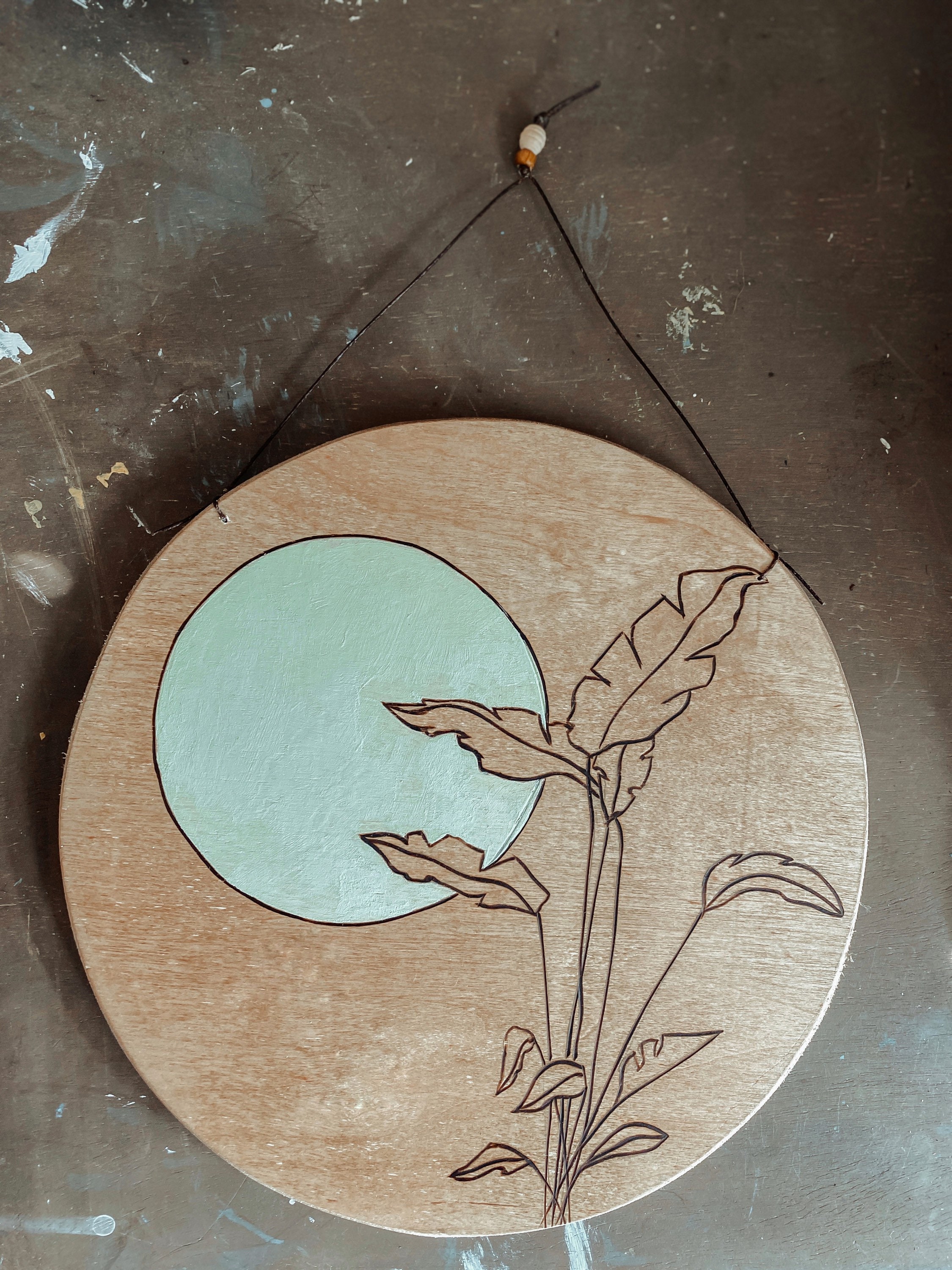 Circle Banana Leaf Wall Hanging Plant Wall Hanging Plant Etsy