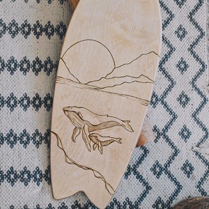 Surf style balance board, wood burned island art, balance board, surf style, fitness, longboard