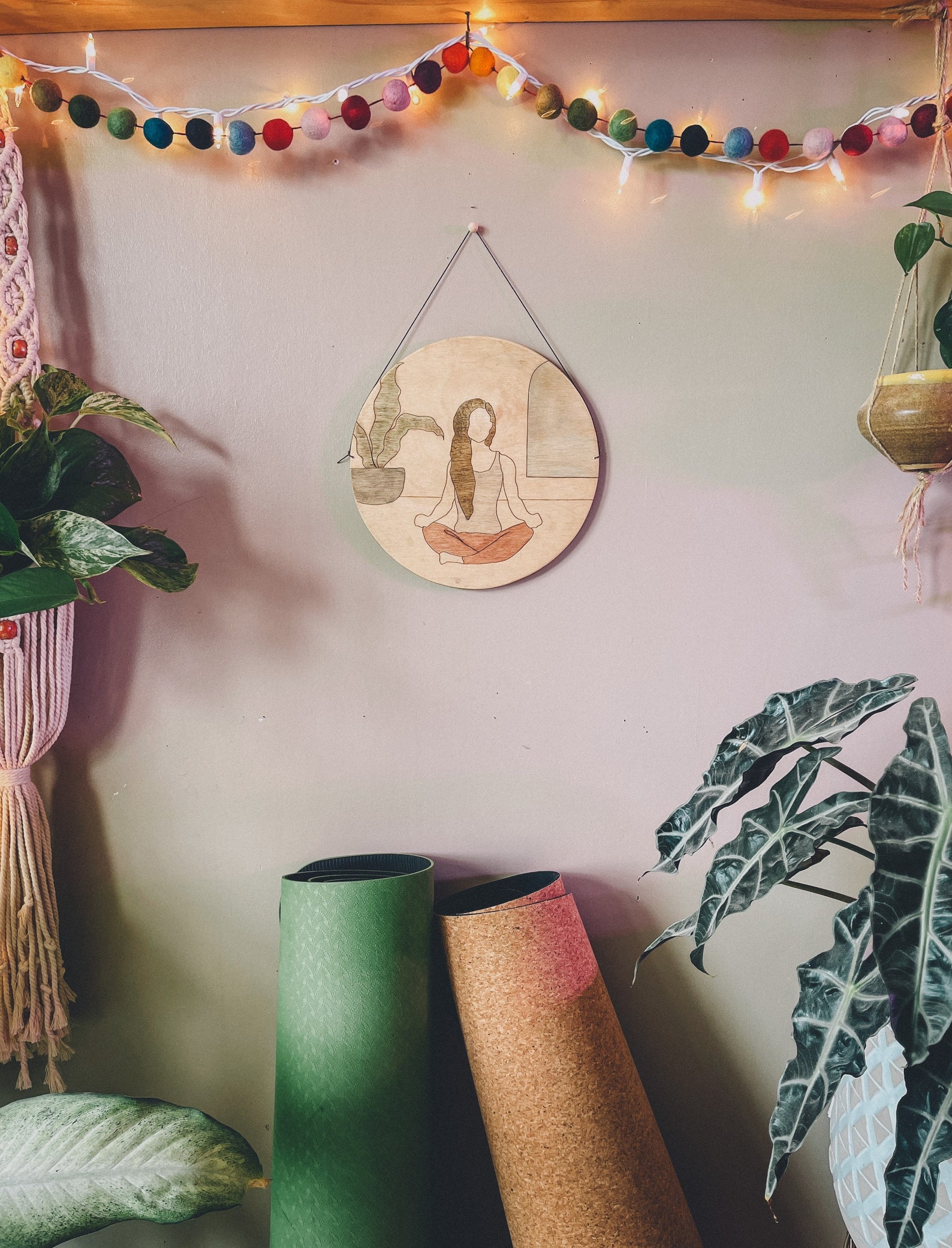 Yoga wooden wall hanging yoga art yoga wall art wall Etsy