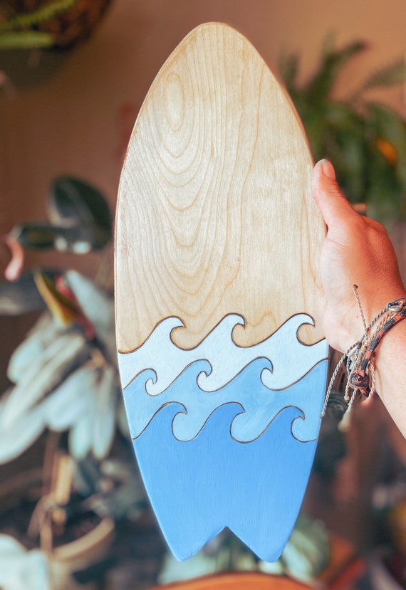 dok poeder levend Light blue wave mini surfboard wall hanging waves blue surf - Etsy Nederland
