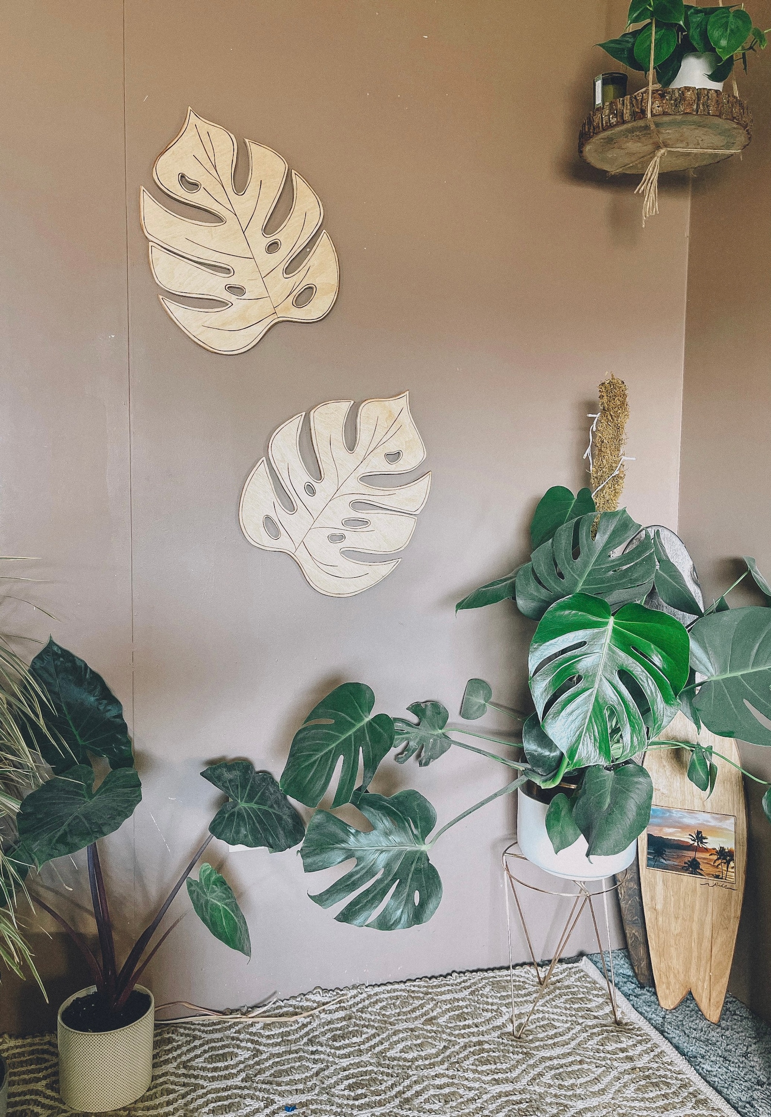 Monstera leaf wooden wall hanging Monstera plant art Etsy